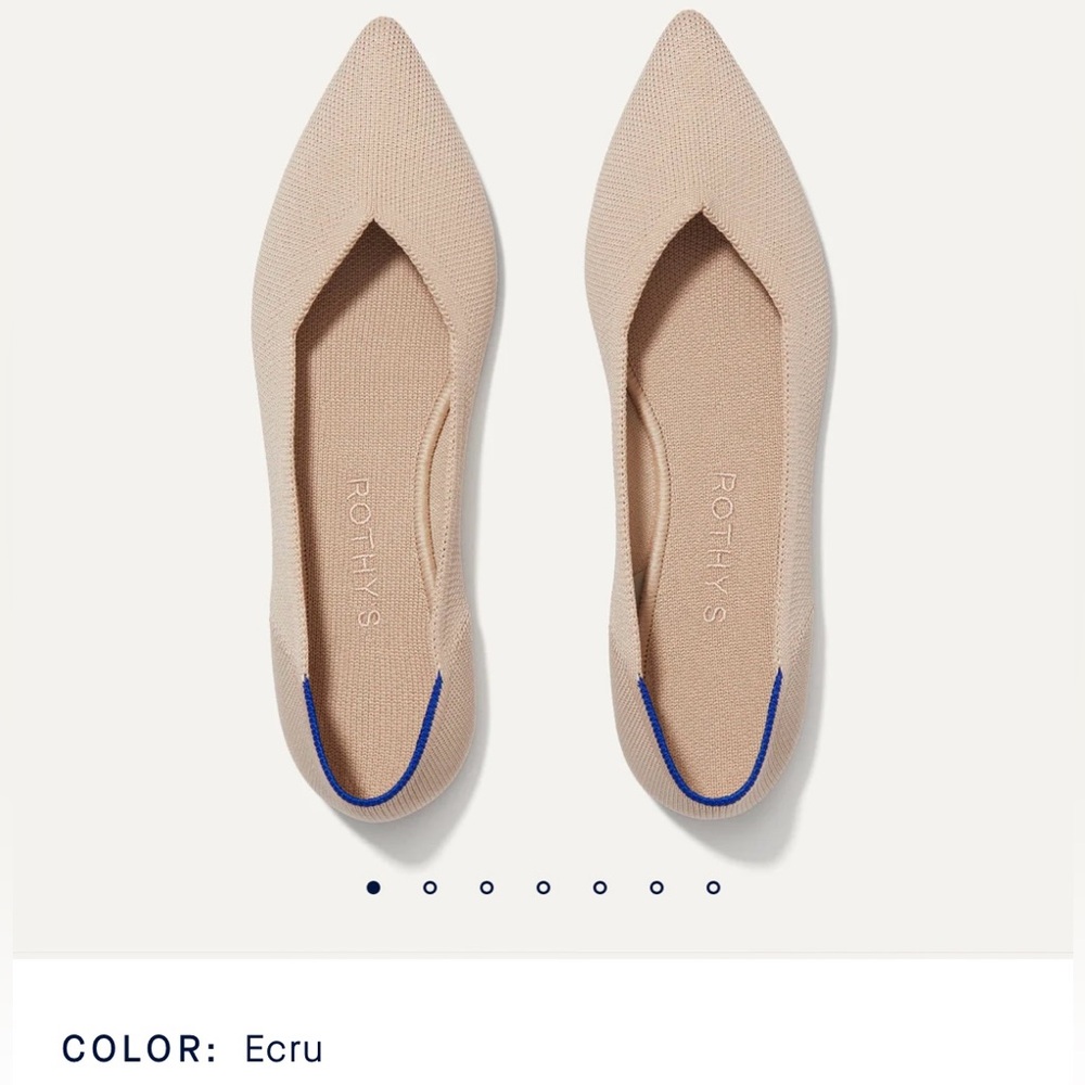 Rothy’s Washable The Point Women’s Flat in color Ecru